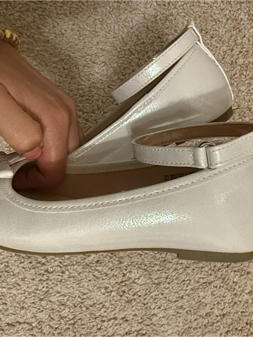 Sugar Shimmery Ivory Bow Ankle-Strap Kids Dress Shoes